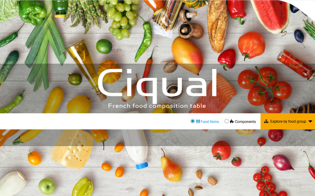 Actualisation de la table Ciqual : nouvelle version 2020
